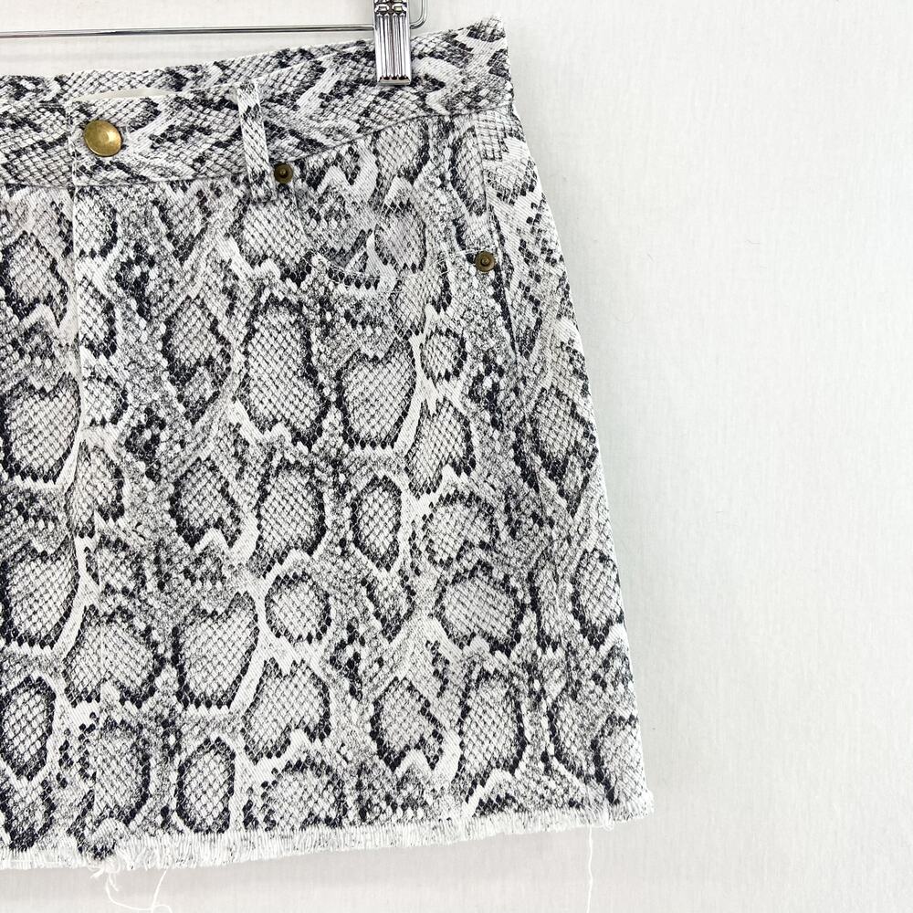 The Impeccable Pig Women's Snake Print Denim Skirt sz Medium Neutral Black White - Picture 4 of 7